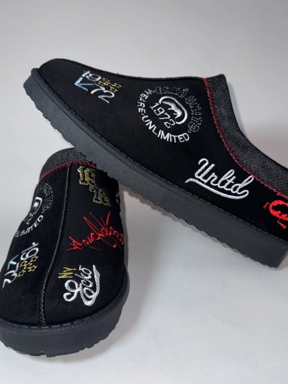 Ecko Fur Mule Mens Size 9 Y2k Style Palace x UGG Tasman Style Black Slipper